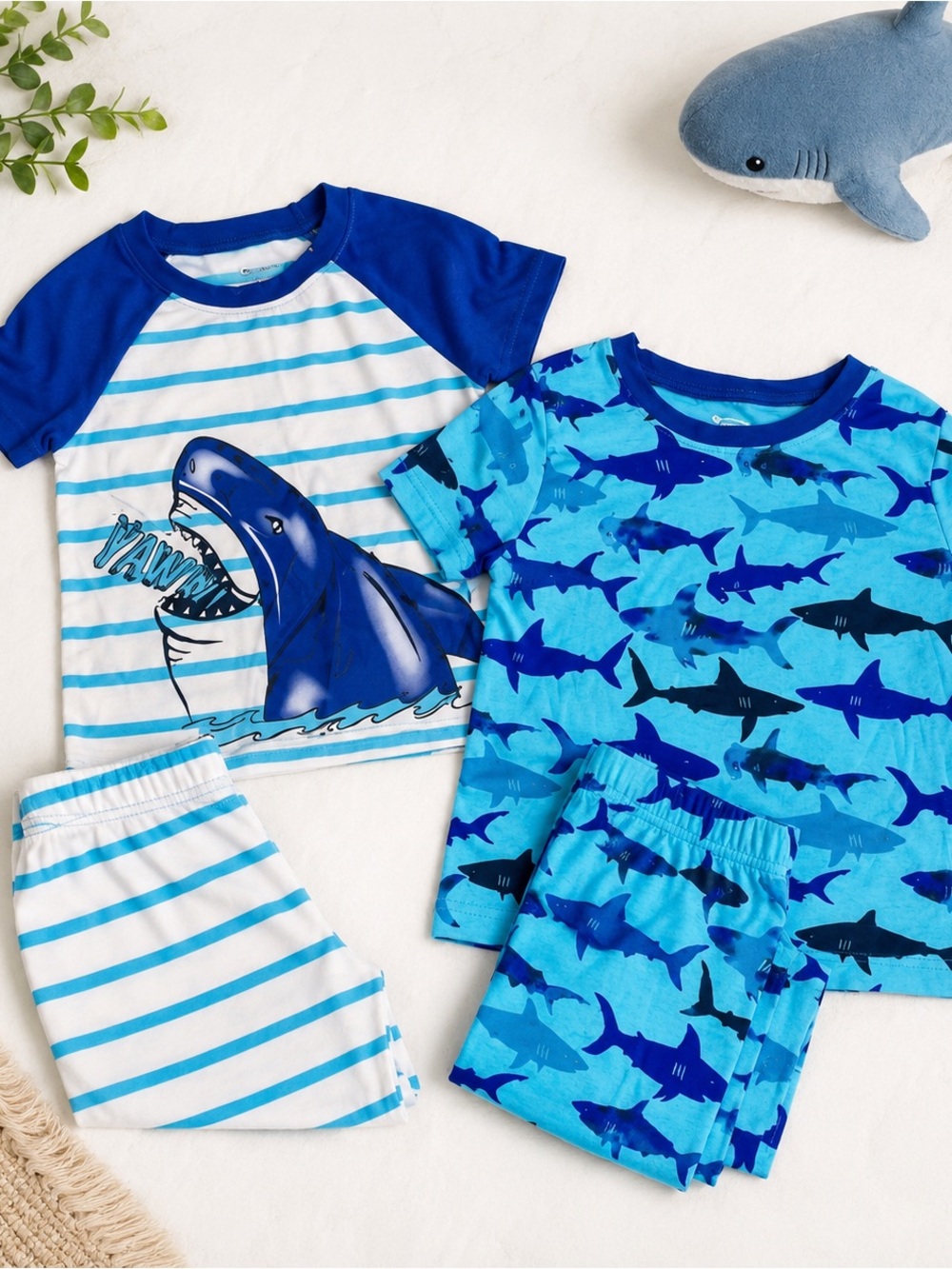 Shark Pajama Bundle Boys Size 8 Blue Ocean PJ Sets Shorts & Pants